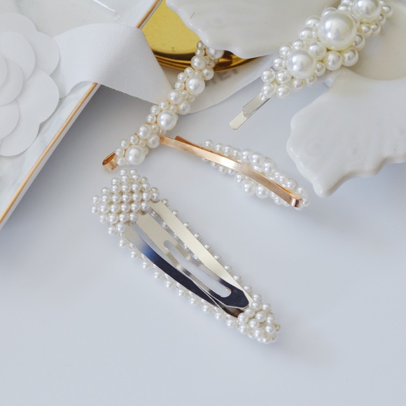 One piece Retro Pearl Hair Pins Clips Barrettes - Picture 6 of 8